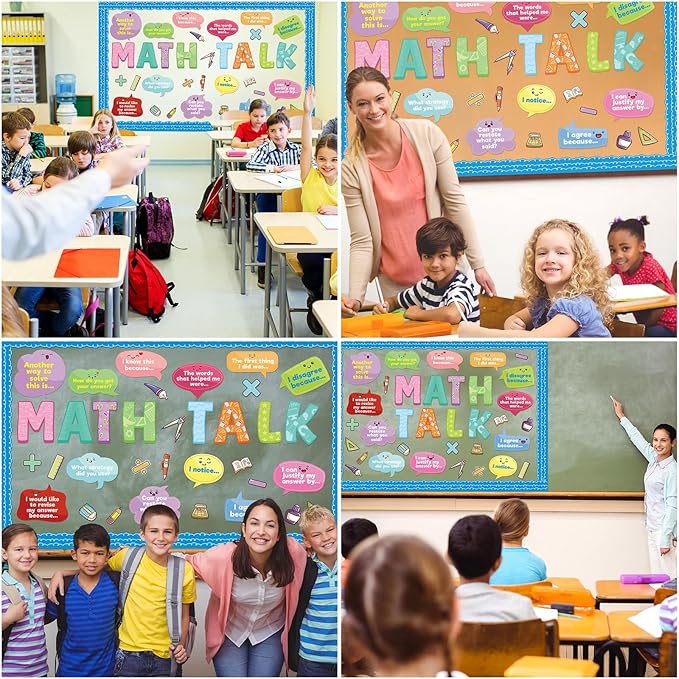 Fancy Land Math Talk Bulletin Board Set for Classroom Decorations Educational Math Interactive Discourse Cutouts for Elementary Middle School Chalkboard Home Office Wall Door Decor 50Pcs