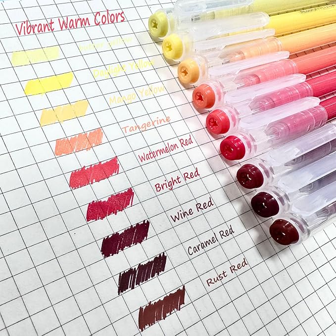 9 Colored Gel Pens Set, 0.6mm Fine Point for Black Paper & White Paper, Pens for Journaling, Adult Coloring Books, Bible, Drawing, Note Taking, Art & Journaling Supplies (Vibrant Warm Colors)