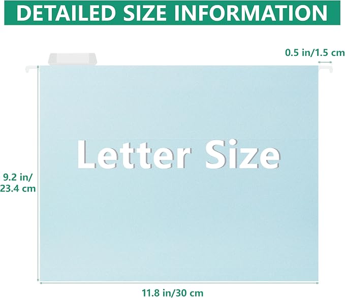 pmybupo High Capacity Blue Hanging File Folders,Pastel Colors,Heavy Duty for Filing Cabinet,Insertable Tabs,Letter Size-6 Pack