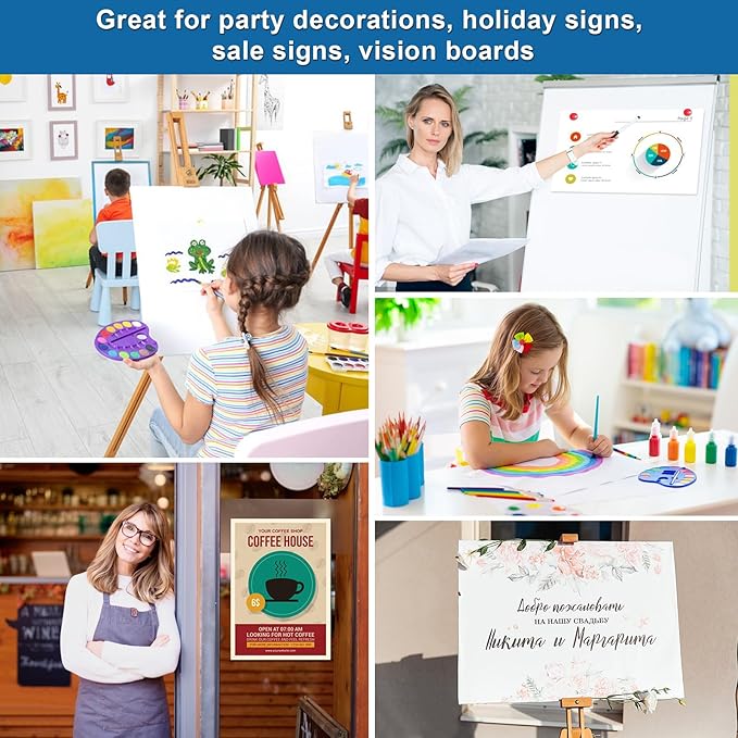 100 Pcs Poster Board 11.7 x 16.5 Inches White Poster Board Paper Bulk, ROOKEA 250 GSM Thickness Vision Board Blank Graphic Display Posterboards for Drawing Artwork School Arts Crafts Projects