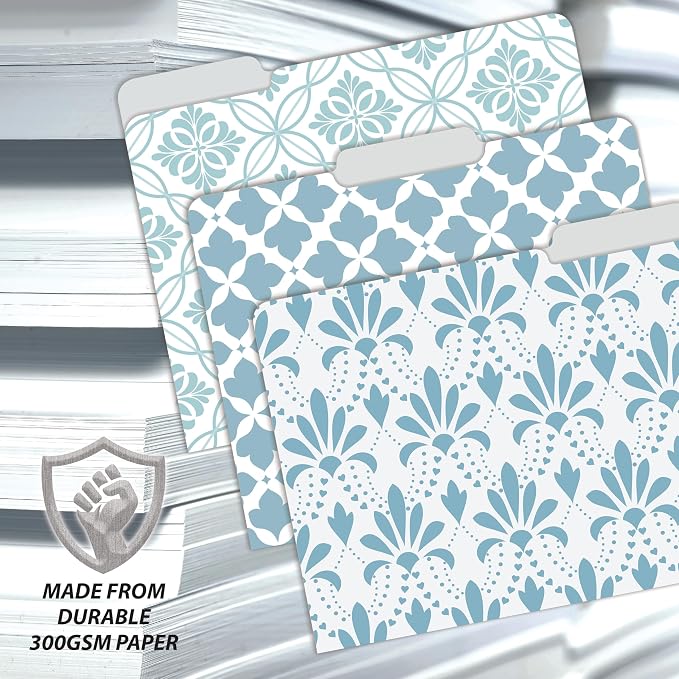 Better Office Products Decorative File Folders, 18 Pack Letter Size, Floral & Solid Designs, Heavyweight Laminated Cute File Folders, Pretty File Folders, File Folders Decorative with 1/3 Cut Tabs
