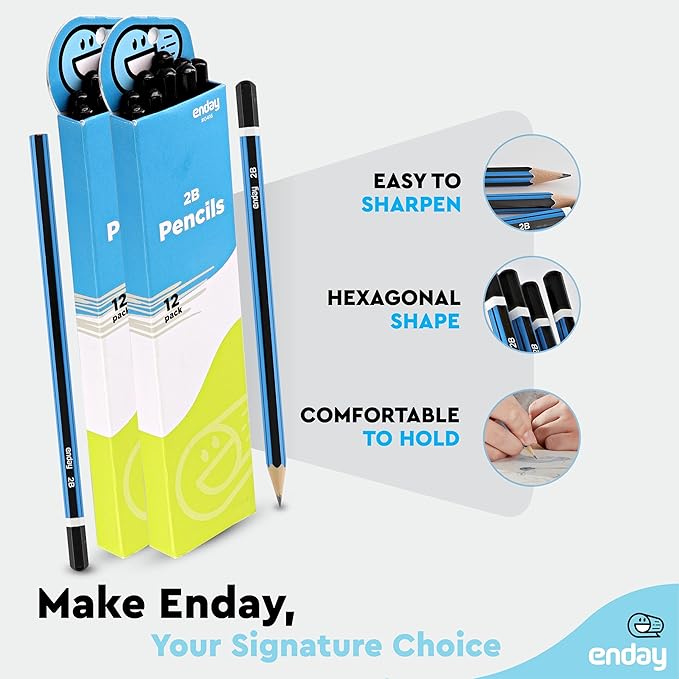Emraw 2B Pencils Pack Bundle for Tests Exam Writing Drawing Sketching - Bulk Pack of 24 Pencil