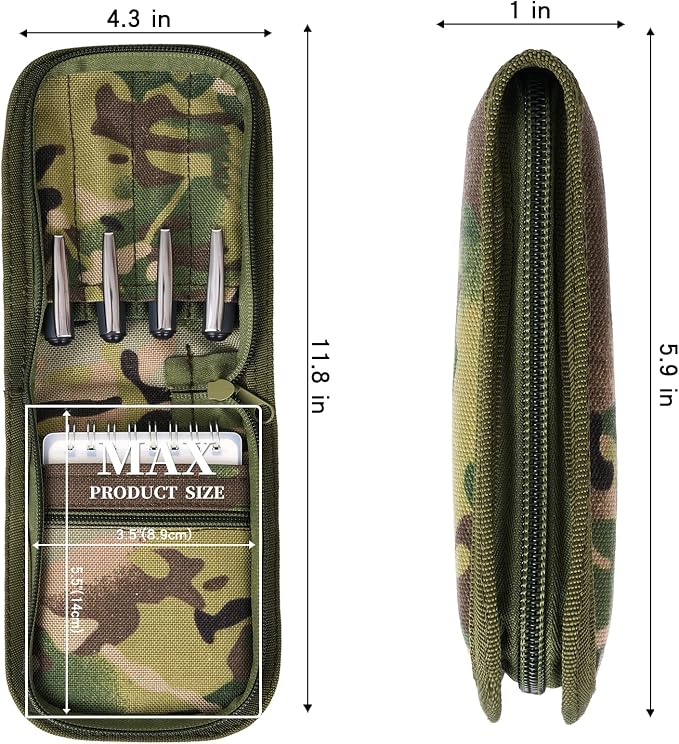 VEPKOIT Tactical OCP Military Notebook Cover, Army 3" x 5" Top Spiral Notepad Holder with Zippered Organizer, Small All Weather Pocket Notebook Cover for A7 Folder - Multi