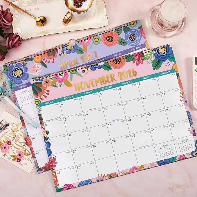 Wall Calendar 2026-2027 - Calendar 2026-2027, JUL. 2026 - Dec. 2027, 18 Monthly Wall Calendar, 15" x 11.5", Wall calendar with Twin-Wire Binding, Hanging Hook, Julian Dates, Thick Paper