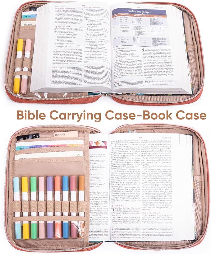 APLUFINE Bible Cover for Women - Soft Bible Case - Carrying Book Case for Bible Accessories - Bible Holder Case for Women - Girls Bible Bag - Bible Carrier - Bible Sleeve - Church Bag