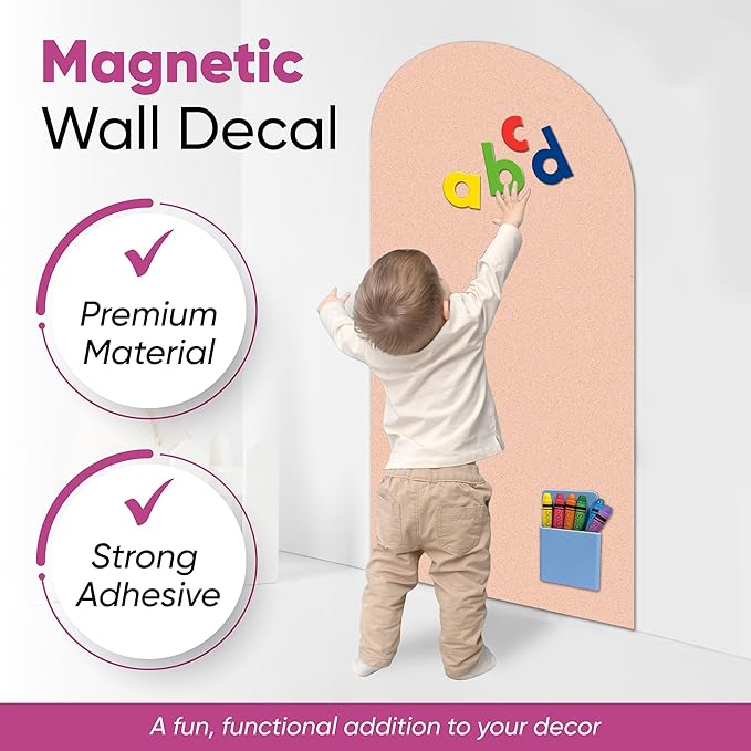 Arch Magnetic Wall Decal - 48" x 24" Matte Finish Chalkboard Sticker for Wall - Magnetic Board for Playroom, Home Classroom(Camel Blush)
