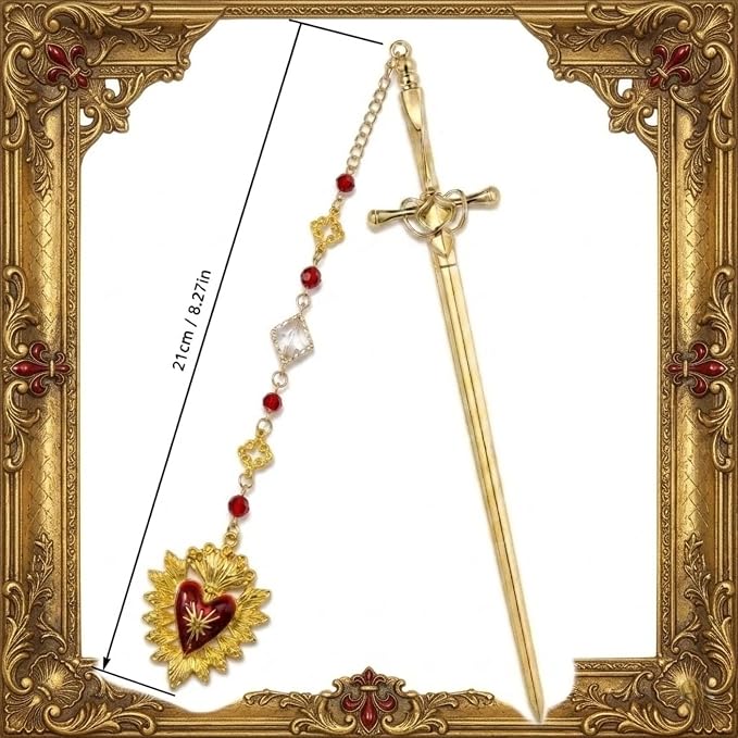 Fantasy Sword Heart Bookmark - Charm Metal Book Mark Gift Unique Aesthetic Page Marker for Reading Lover Women Student Teacher Bookworm Reader Birthday School Office Graduation Accessories