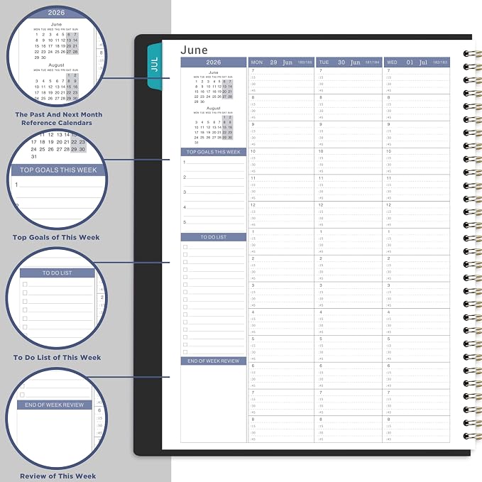 2026-2027 Weekly Appointment Book - Daily Hourly Planner 2026-2027 from Jul. 2026 - Jun. 2027, 8.5" x 11", 15-Minute Interval, Monthly Tabs, Leather Cover, Perfect for Your Life