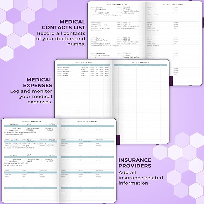 Clever Fox Medical Planner Daily – Health Diary Notebook, Wellness Journal & Self-Care Logbook, Lasts 3 Months, 7x10.5″ (Purple)