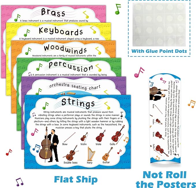 Music Posters Musical Instruments Bulletin Board Set Orchestra Posters for Classroom Musical Education Decor for Primary School Middle School and High School Classroom Decorations Homeschool