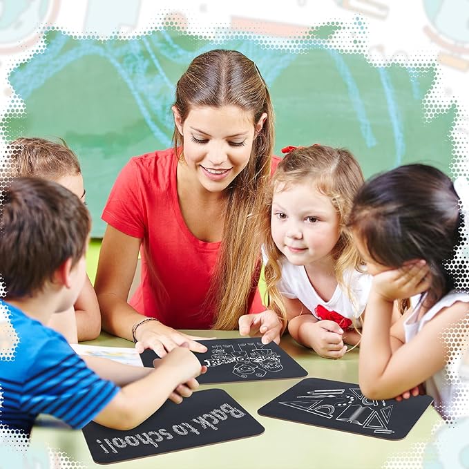 4 Pcs Chalk Board for Kids Bulk 9.5" x 12" Double-Sided Wooden Frameless Chalkboard Sign Blackboard for Kids Student School Classroom Home Office Restaurant Birthday Party Favors