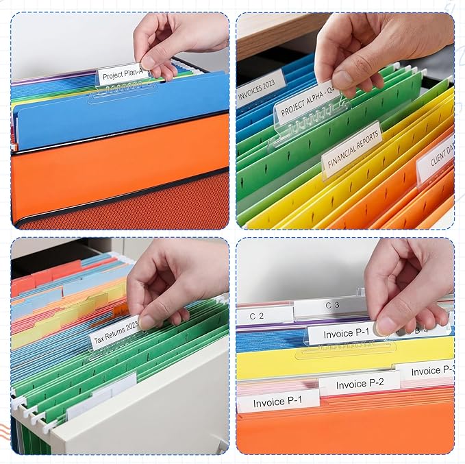 80 Set File Folder Tabs, Include 80 Pcs 3.15“Hanging File Folder Tabs 80 Pcs 2" Inserts Labels, Plastic File Folder Tab for Hanging Folders Files