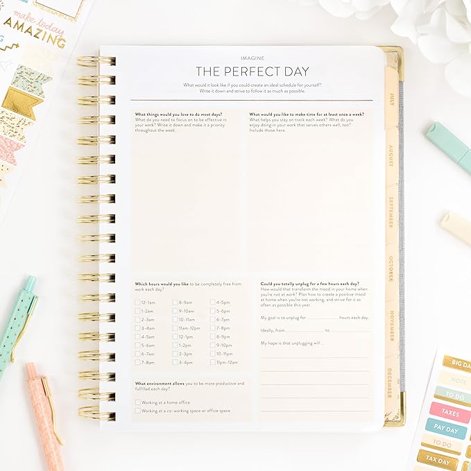 PPP Work Planner 2026-2027 | 12-Month Weekly Calendar (Start Monday) | Vertical Weekly Layout | Monthly Review Pages | Budgeting & Goal Tracker Pages | Customizable Checklists for Routines & Daily Goals