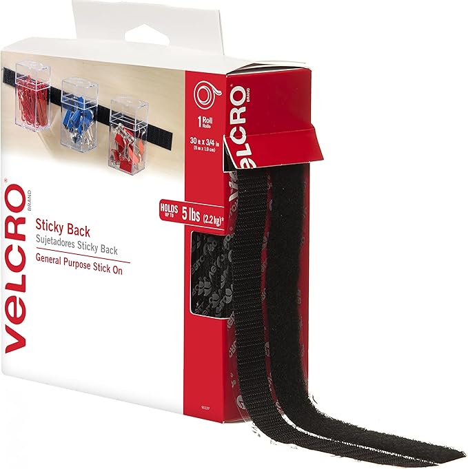 VELCRO Brand Thin Clear Tape | 15 Ft x ¾” | Cut Strips to Length & – 30 ft Sticky Back Hook and Loop Fasteners – Peel and Stick Permanent Adhesive Tape Keeps Classrooms, Home, and Offices Organized