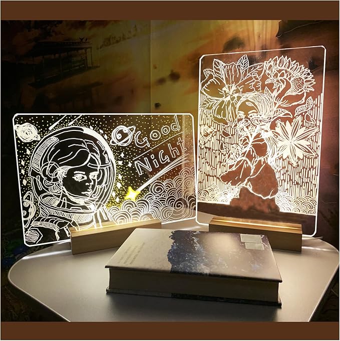 Lumi Board 2 Sets Lumiboard Led Drawing Board, 11.8 x 7.87 Inch Dry Erase Board (Thick x1 Thin x1) Light Up Drawing Board for Room/Store/Office/Festival/Gift (Includes 12 Markers*2)