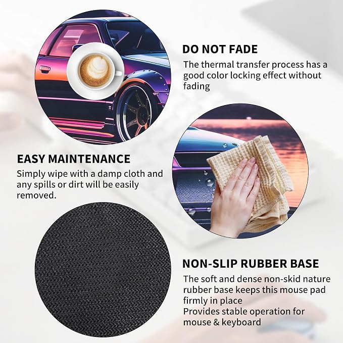 JDM Car R34 Large Mouse Pad Japanese Car Purple Sea Cool Desk Mat Computer Accessories Gaming Office Organizers Supplies Decor Essentials Keyboard Pads for Desk Rubber 30x60cm