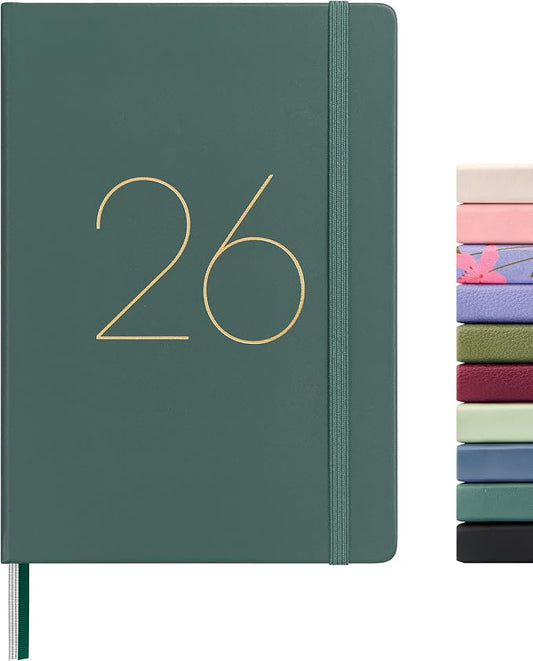 And Per Se 2026 Planner, 15 Months Hardcover Daily, Weekly & Monthly Planner, A5 size, 100GSM Thick Paper, Back Pocket, 5.7" x 8"(Forest Green)