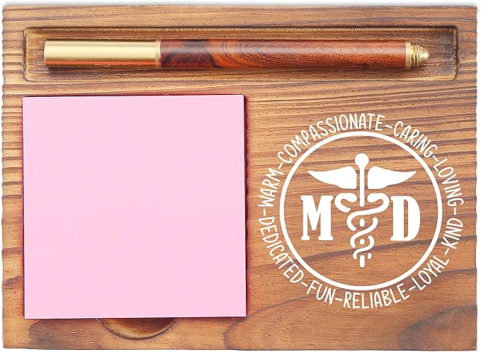 MD Sticky Note Holder, Appreciation Gifts for Doctors, Healthcare Workers, Medical Professionals, Personalized Graduation Retirement Desk Organizer EDP158