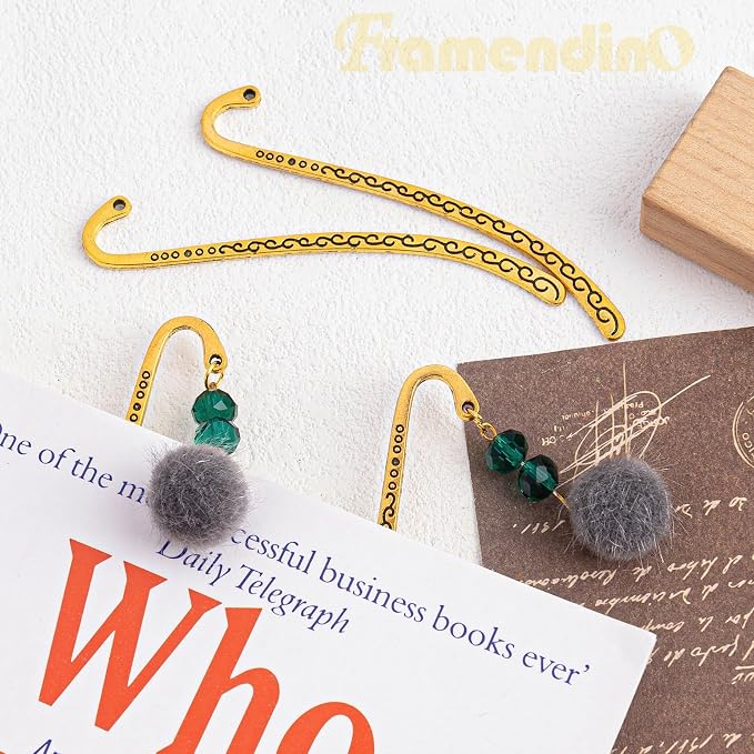 Framendino, 20 Pieces Alloy Bookmark Hook Retro Metal Tibetan DIY Bookmarks for Reading Enthusiasts (Gold)