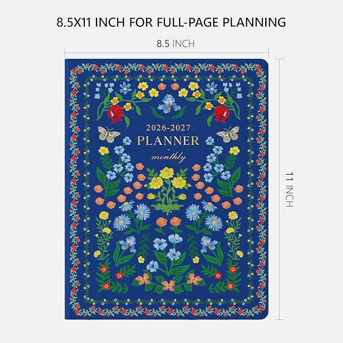 Monthly Planner 2026-2027, Jotsome 18 Months Calendar Planner from July 2026 to December 2027, 8.5"x11", Stitched Binding, Soft Cover, Daily Monthly Personal Planner for School Plan, Study and Schedule, Florals