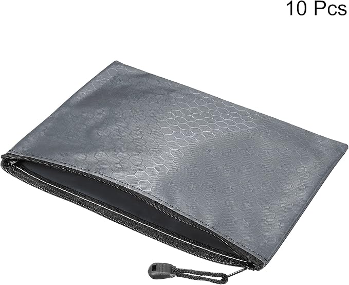 PATIKIL Waterproof Zipper File Bags, 10 Pack A5 Size Document Pocket Storage Organizer Pouch for Travel Office Supply, Gray
