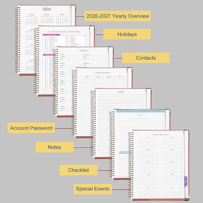 Yoment Planner 2026-2027 Weekly and Monthly 8.5"x11" Large Hardcover Planner from Jul 2026 - Dec 2027 18 Months Calendar Planners for Women Men Yearly Agenda Daily Weekly Planning with Tabs, Black