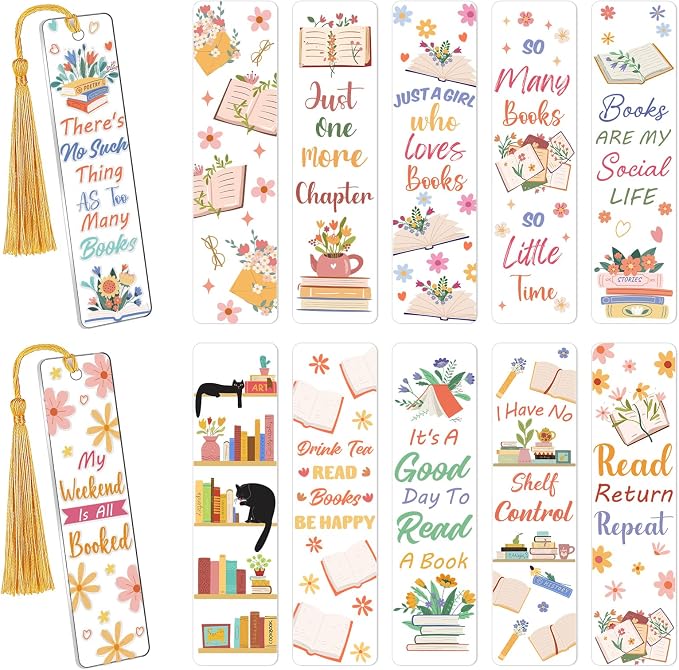 UV DTF Bookmark Stickers - 24 Sheets Book Lovers UVDTF Decals for Acrylic Bookmarks Double-Sided Printing Book Lover Wraps Rub on Transfer Stickers for Blank Bookmarks(Blank Bookmark Not Included)