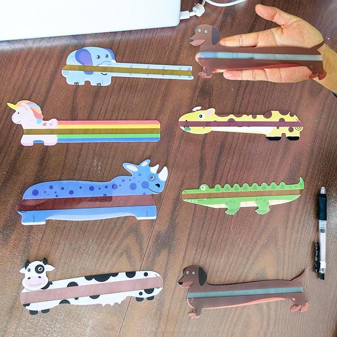 7Pcs Animal Guided Reading Strips, Colored Overlay Reading Trackers, Dyslexia Reading Aid Bookmark for Kids Students Classroom Homeschool Teacher Learning Supplies