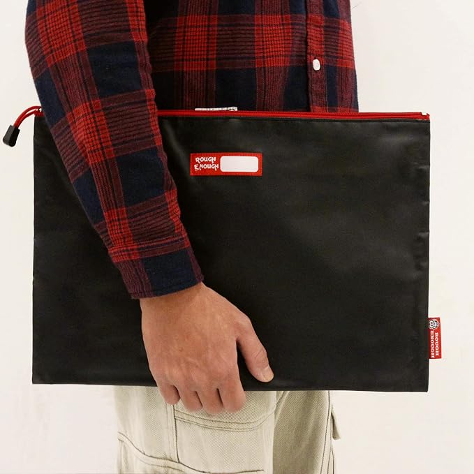 Rough Enough Important Document Storage Plastic File Folder Organizer Bag with Zipper 16 x 11 Inches Black Tarpaulin Water Repellent for Travel Office | 16 x 11 Inches, Organizer Holds 400+ A4/Legal Pages, YKK Zipper, Tarpaulin Water Repellent, Wipe Cl...