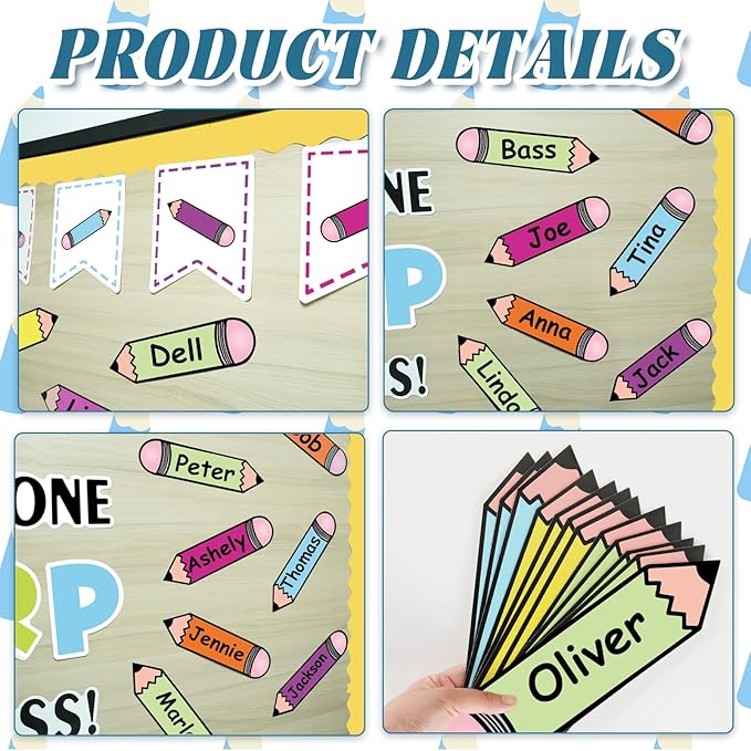 Bulletin Board Decoration Set, Colorful Classroom Decor with Pencil Cutouts Bulletin Board Borders for Welcome Back to School Decorations Teacher Classroom Wall Door Decor