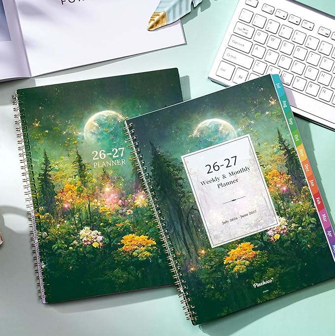 Planner 2026-2027 - Academic Planner 2026-2027, Jul.2026 - Jun.2027, 9" x 11", 26-27 Calendar Planner Weekly and Monthly with Colorful Tabs, Strong Twin-wire, Back Pocket - Dreaming Moon
