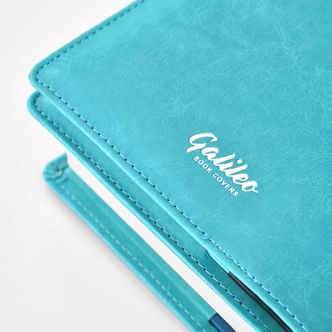 GALILEO® Double AA Big Book Cover & 12 Steps & 12 Traditions | AA Gift | Alcoholics Anonymous | PU Leather | Coin Holder | AA Book Covers for Hardcover (Serenity Prayer/Coin Pocket/Ocean Turquoise)