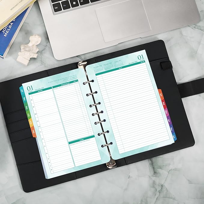 2026-2027 Planner Refills – Jul.2026 - Jun.2027, Two Pages Per Day Daily ＆ Monthly Planner, 5.5" x 8.4" Ring-Bound Organizer, Tabs, Quotes, Prioritized Task, Daily Tracker/Notes, Appointment Schedule