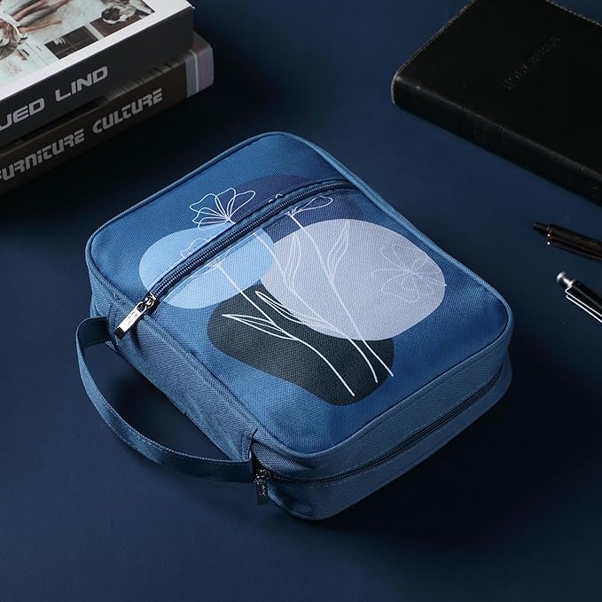 Mr. Pen- Bible Cover Case, Carrying Book Case with Durable Handle and Zippered Pocket, Bible Protective Church Bag for Men & Women, Christian Gifts, Blue Bloom