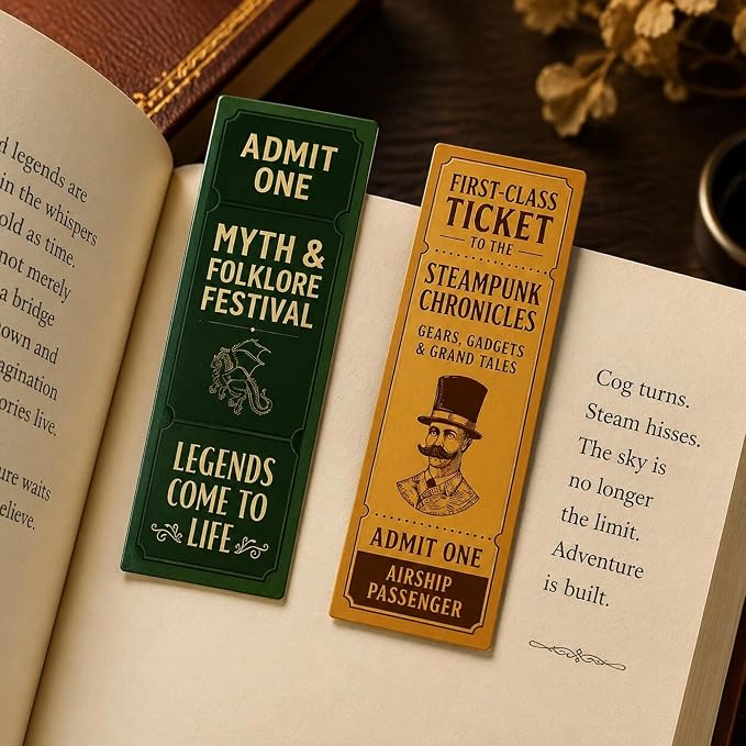 Vintage Bookmarks Bulk Gifts - 100 Pcs Book Club Ticket Paper Bookmark for Women Girls Students Fantasy Horror Page Marks School Reading Accessories Bookish Merch Gift for Birthday Graduation
