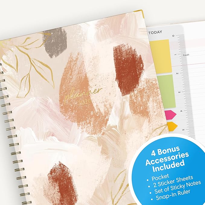 Blue Sky 15 Month 2026 Weekly and Monthly Planner Calendar, October 2025 - December 2026, 8.5" x 11", Hard Cover, Durable Twin Wire Binding, Laminated Tabs, Storage Pocket, Includes Ruler, Sticky Notes & Stickers, Henri