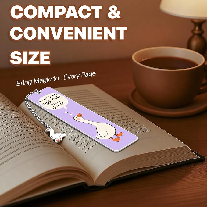Purple Cute Bookmark for Women Silly Goose Gift Metal Bookmark for Students, Teachers, and Readers Funny Bookmarks Gift Page Markers Study Stationery, Office Supplies (Purple)