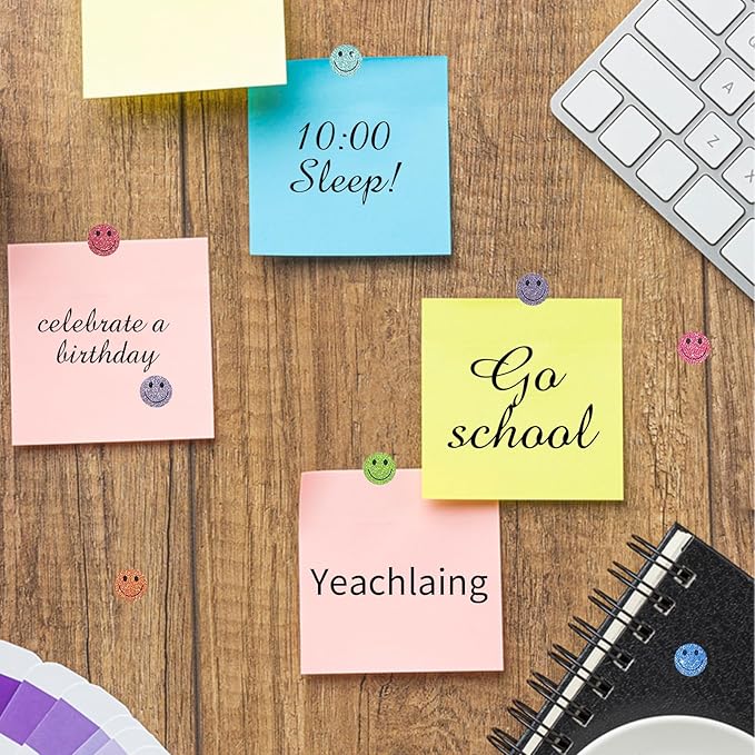 0.5 Inch Shiny Happy Face Stickers,Circle Dots Labels Reward Stickers Teachers Sticker (Multicolored)