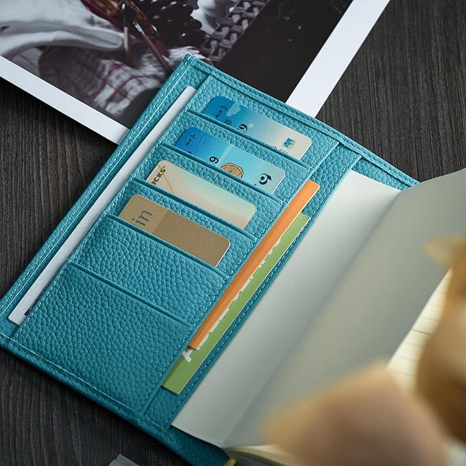A6 Genuine Leather Techo Notebook Cover Compatible with Hobonichi Original Stalogy Midori MD with 5 Card Slots Pen Loop Bookmarks Back Pocket