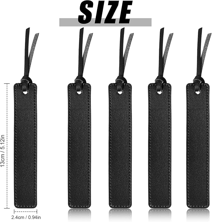 Zonon 10 Pieces Leather Bookmarks Handmade Genuine Leather Page Markers Personalized Bookmarks for Book Reading Bookworm Book Lovers Readers Writers Accessories(Black)