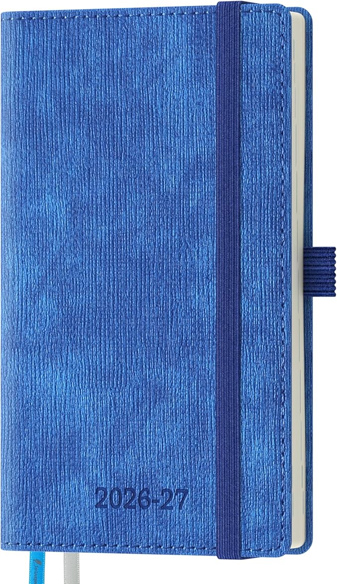 2026-2027 Weekly and Monthly Planner (July 2026–December 2027), 6.5"x3.75", Vertical Layout, 18 Months Agenda with Month Tabs & Pocket, Academic Calendar with Vegan Leather Cover,Blue