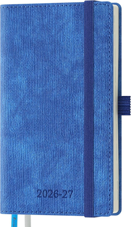2026-2027 Weekly and Monthly Planner (July 2026–December 2027), 6.5"x3.75", Vertical Layout, 18 Months Agenda with Month Tabs & Pocket, Academic Calendar with Vegan Leather Cover,Blue