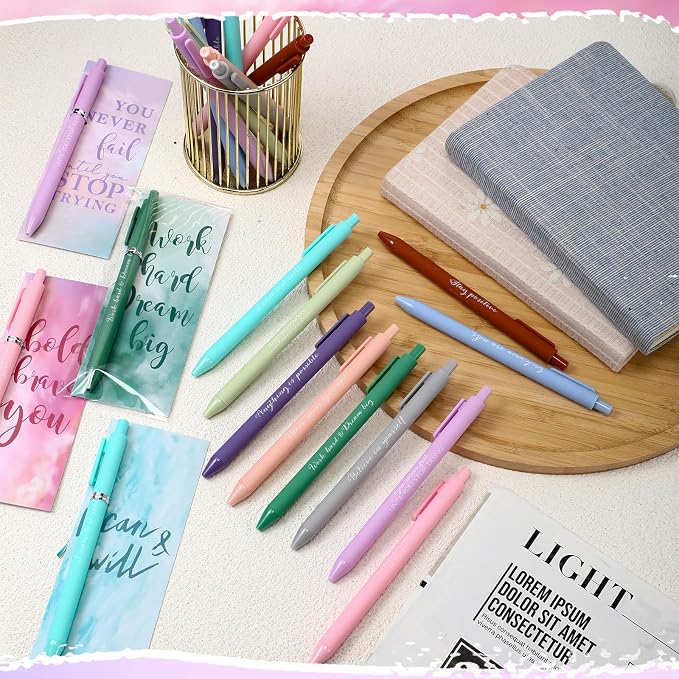 Quelay 30 Set Motivational Employee Appreciation Gifts Bulk Inspiring Quote Bookmarks Inspirational Pens for Women Team Building Gifts Thank You Gift for Nurse Coworker Staff Office(Inspirational)