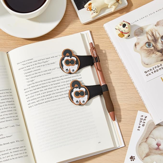 2Pcs Magnetic PU Leather Bookmarks Gift Box, Cute Cat Book Marks for Reading Women, Magnetic Bookmark Set with Double-Sided Magnets, Book Club Gifts for Women, Bookish Gifts