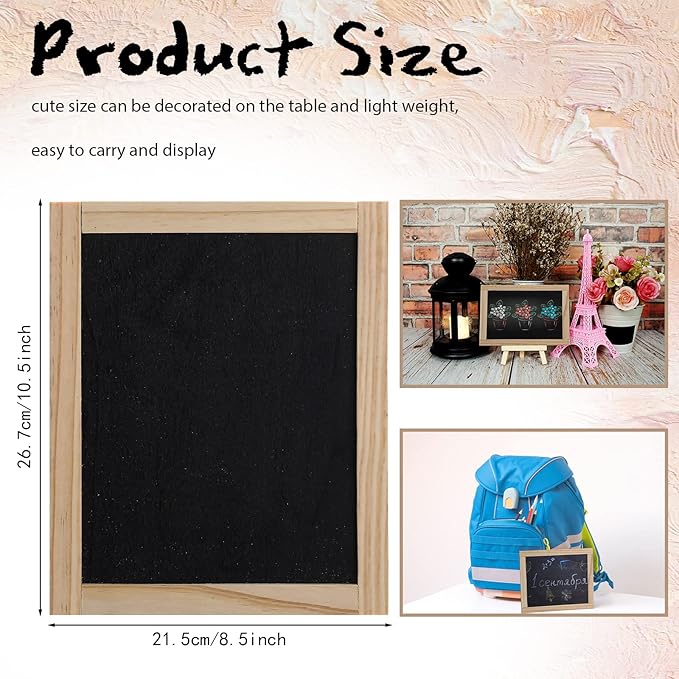 Harloon 6 Pcs 10.5" x 8.5" Framed Chalkboard Bulk Double Sided Wood Tabletop Small Chalkboard Signs Mini Blackboard Classroom School Supplies for Party Home Office Art Craft Birthday Wall Menu Food
