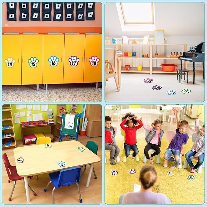 D24TIME Line up Spots for Classroom Floor - 36Pcs 4.5'' Waterproof Number Dots Stickers Floor Numbers for Classroom Lining up Sticker Back to School Kindergarten Preschool Elementary School Supplies