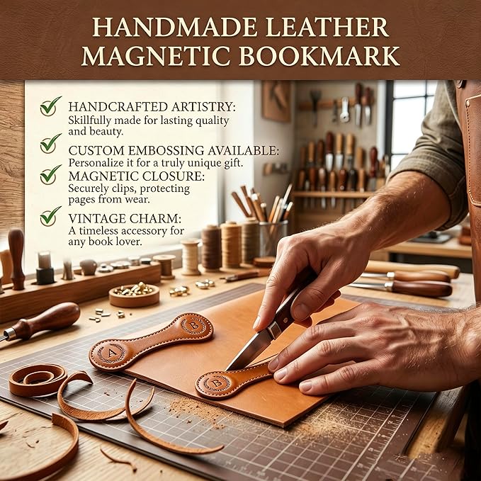 Leather Magnetic Bookmarks, 3D Embossed Alphabet Initial Letter Bookmark, Cute Page Markers for Books, Journals, Planners, Bible, Small Reading Gifts for Women Men, Teachers, Students (Dark Brown q)