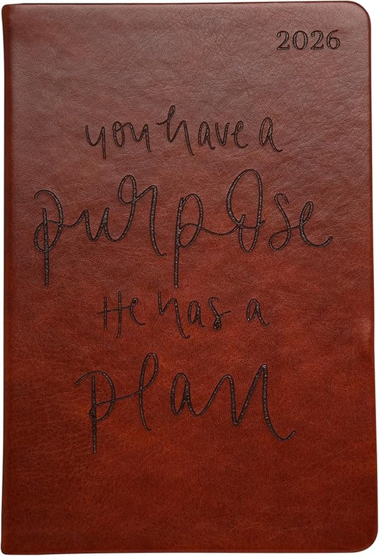 WORLD TRAVELER 2026 Planner - 6x8 Inch Weekly and Monthly Calendar Planner Agenda Book with Bookmark & Ribbon for School and Office, Size 6X8, Brown