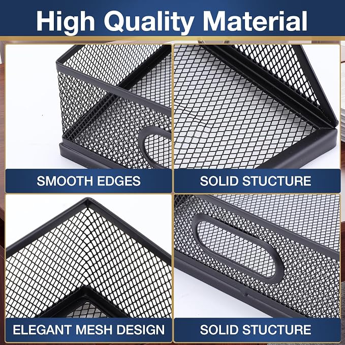 2 Pcs Paper Organizers Metal Mesh Desk Organizer Stackable Desk Tray Single Wire Mesh Organizer Front Load File Paper Holder for Desktop Office Home Classroom School