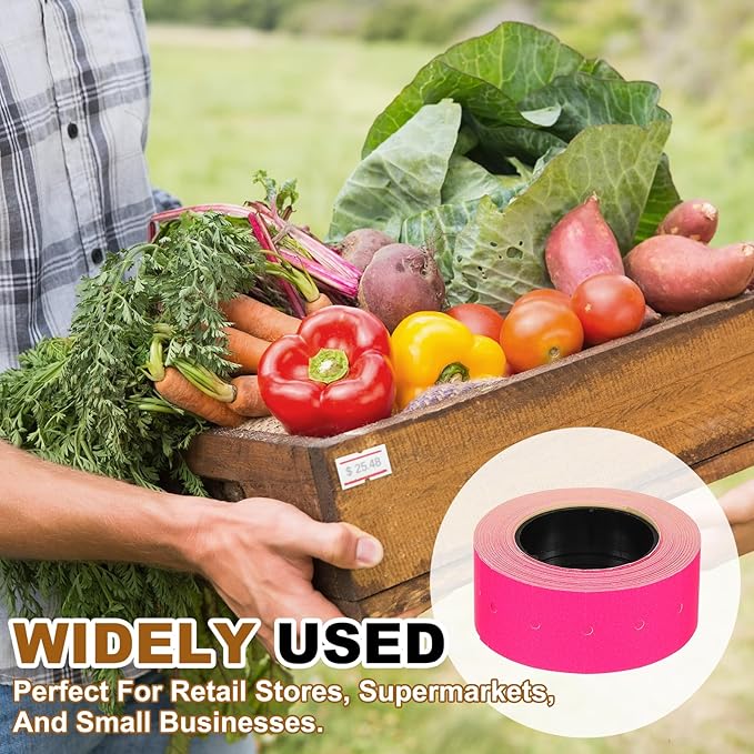 PATIKIL Pricing Labels, 10 Rolls 5000 Price Price Gun Labels Self-Adhesive Rectangular Puzzle Shape Marker Tag Stickers for Date Gun, Rose Red
